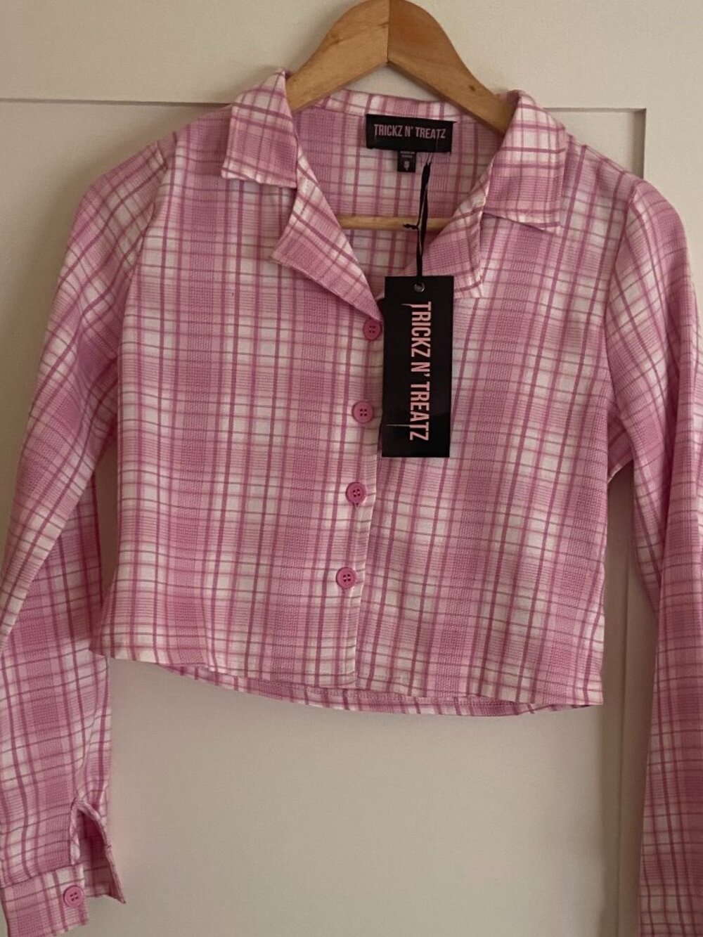 Trickz N' Treats Pink and White Cropped Jacket Size: Small New with Tags